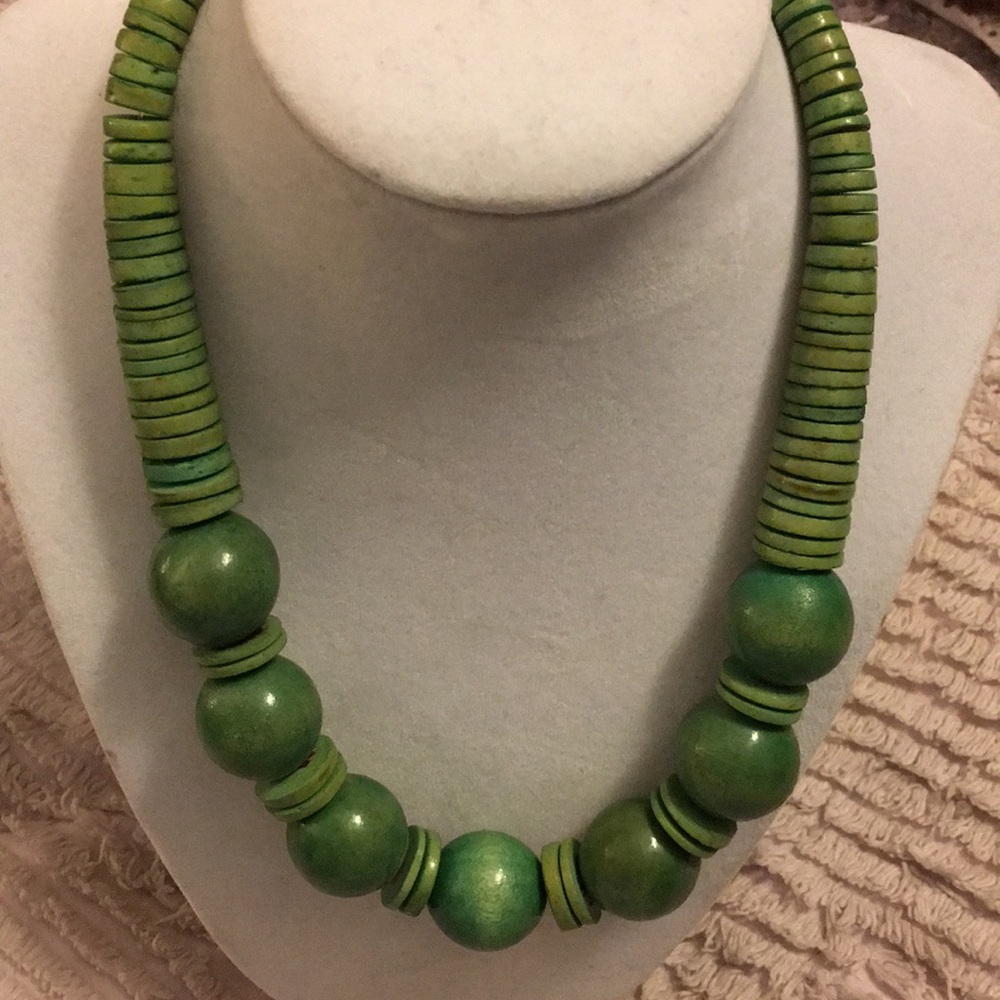Green 18” beaded necklace